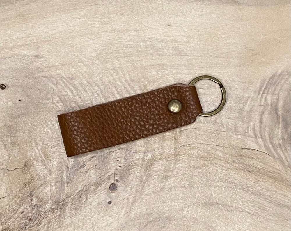Reclaimed Leather Key Chain - Caramel