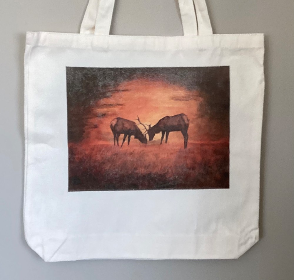 Elks at Sunset Tote, 15x15