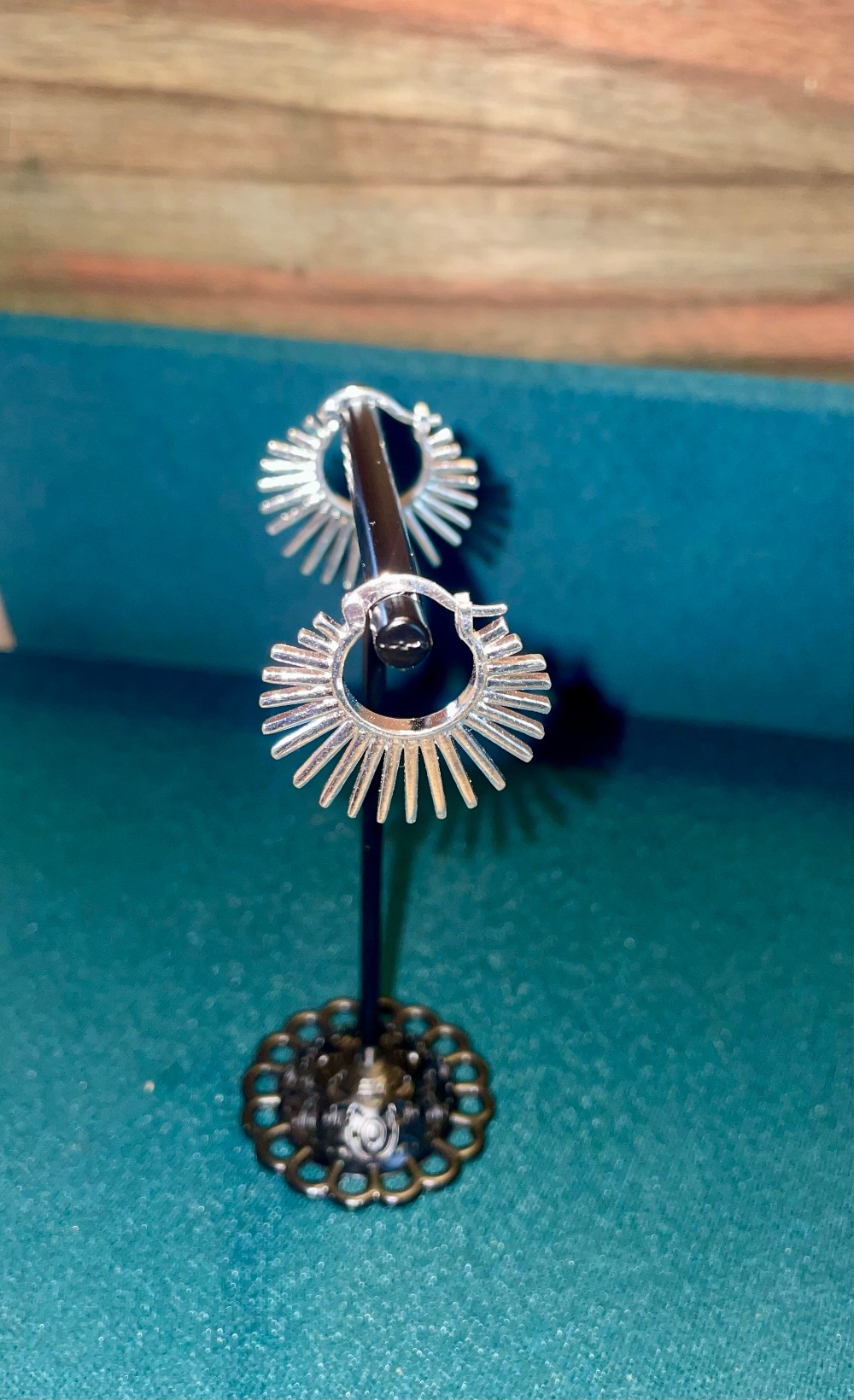 Sunburst Silver Hoops