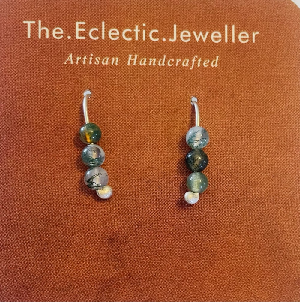Moss agate drop earrings