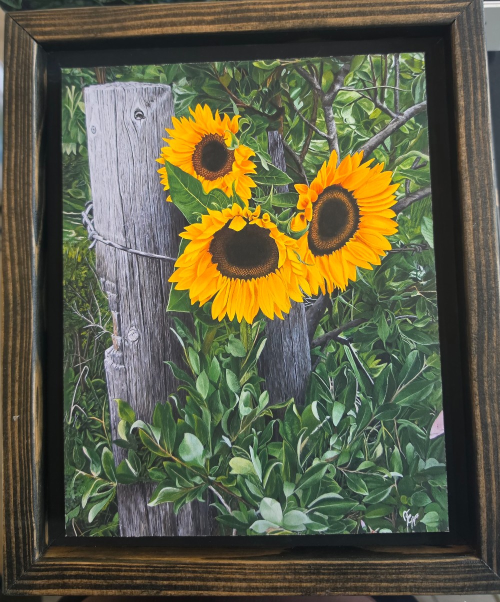 10 x 8 Sunflowers - Wood Backing