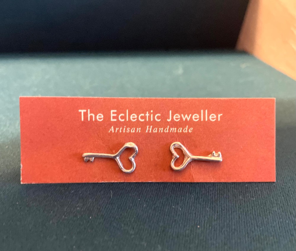 Heart Key Crawler Studs -  Hypoallergenic