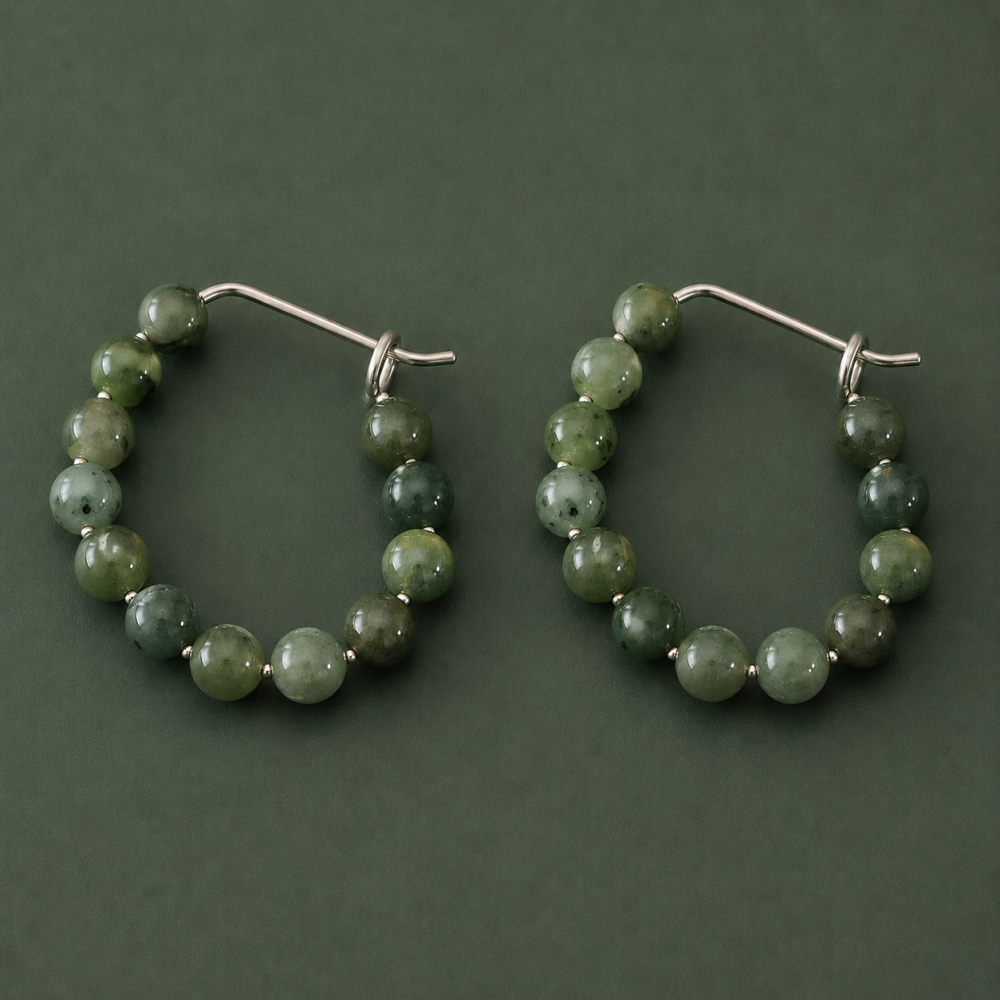 Moss agate Argentium Hoops