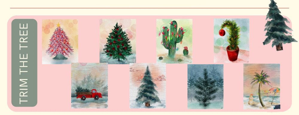 Trim the Tree Collection 8-pack cards (4x5.25”)