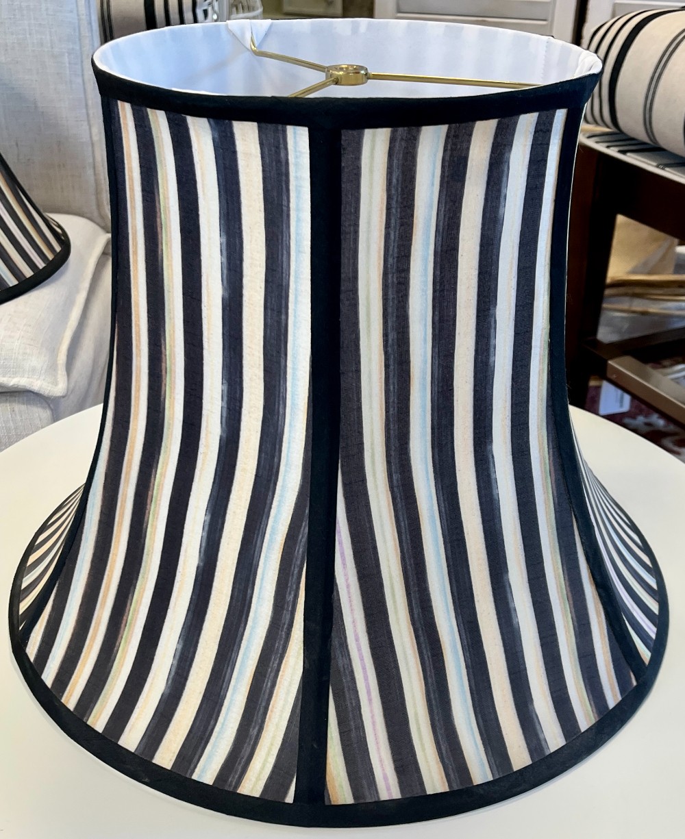MacKenzie Childs Black White Poly Silk Dupioni Lamp Shade