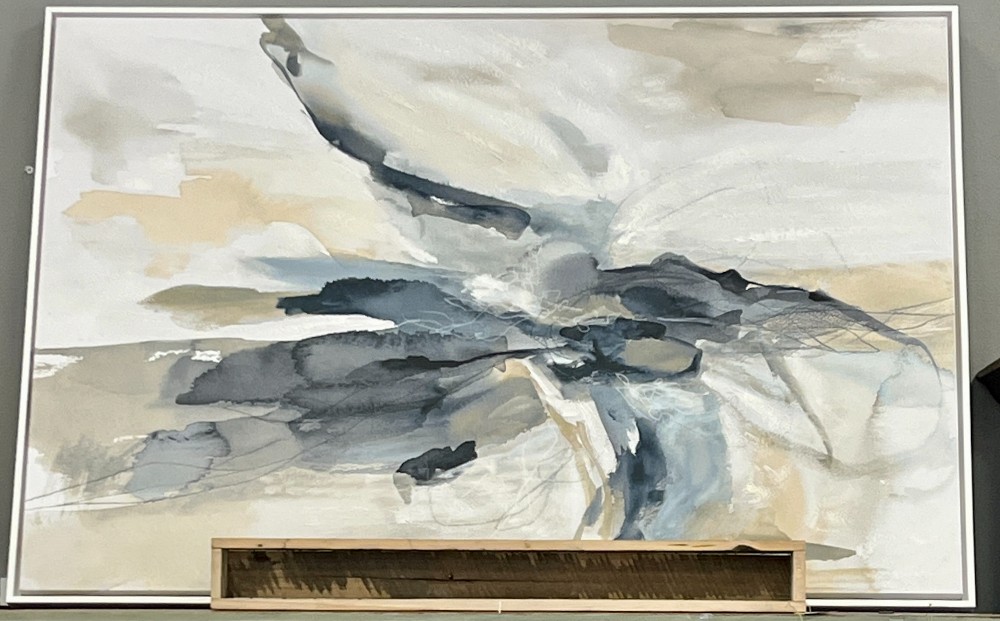 Abstract Ivory / Gray / Tan Framed Canvas from The Nest
