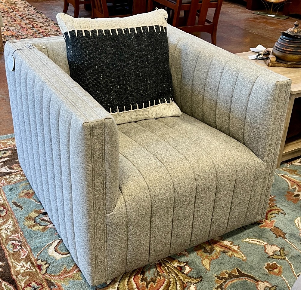 NEW Four Hands Gray Swivel Chairs 32w 34d 27h