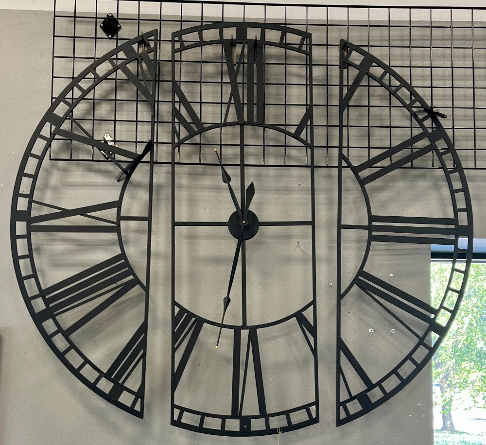 Large Metal Open Faced 3 Piece Wall Clock 58