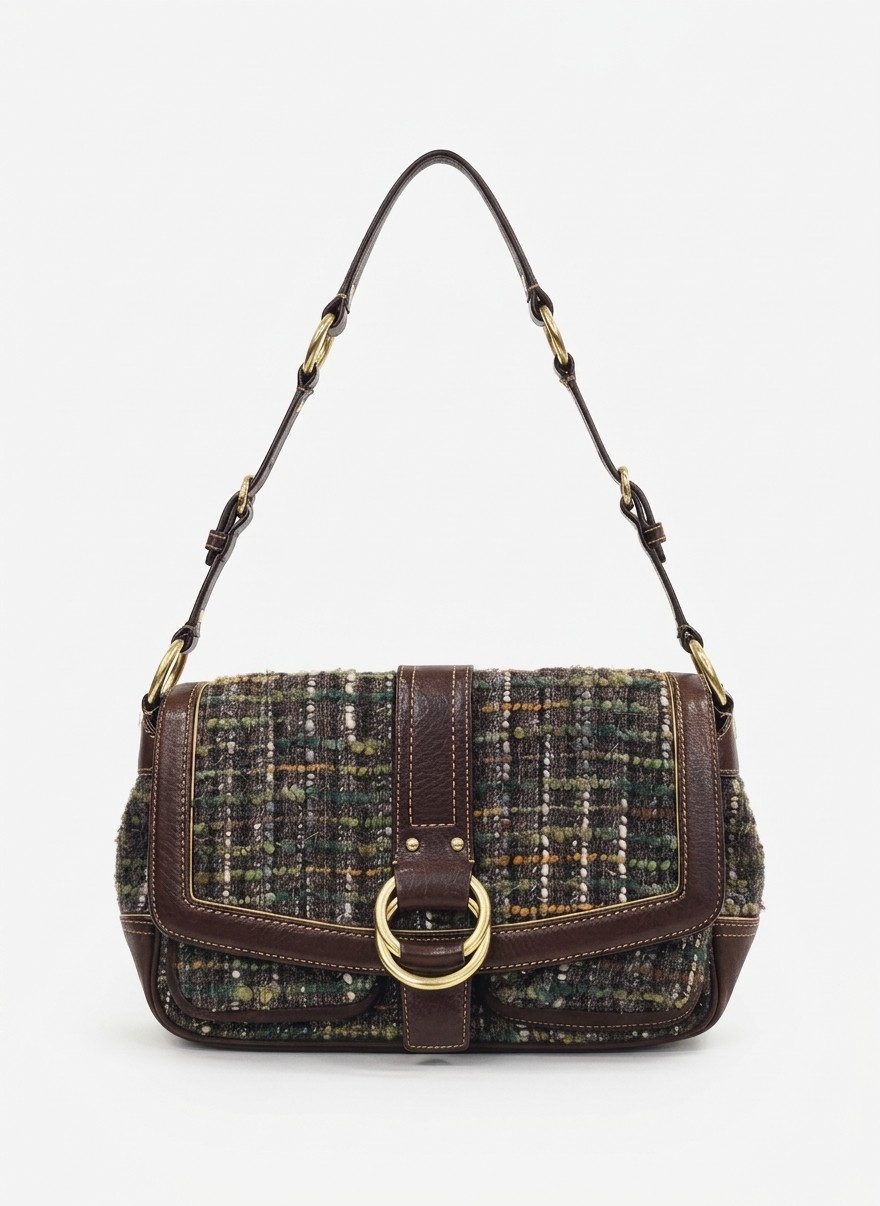 Vintage Y2K Coach Chelsea Boucle Tweet Flap Shoulder Bag