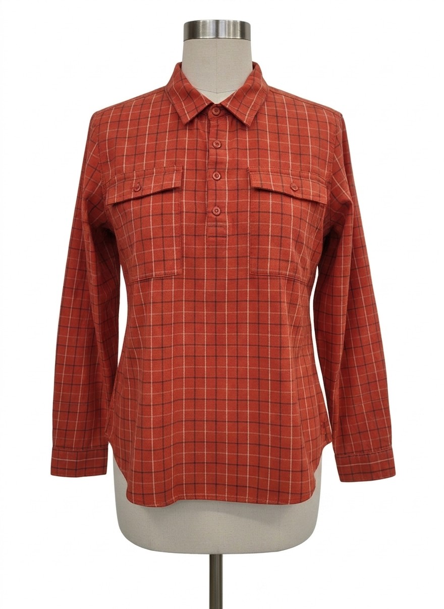 REI Cotton LS BU Plaid Top, Large