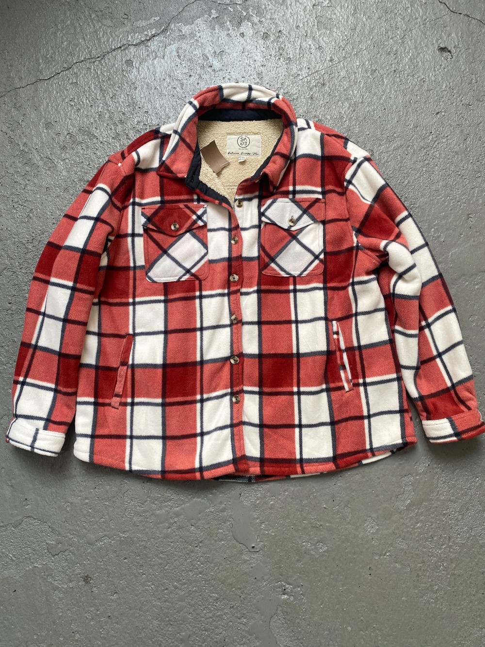 Sage fleece lined plaid jacket
