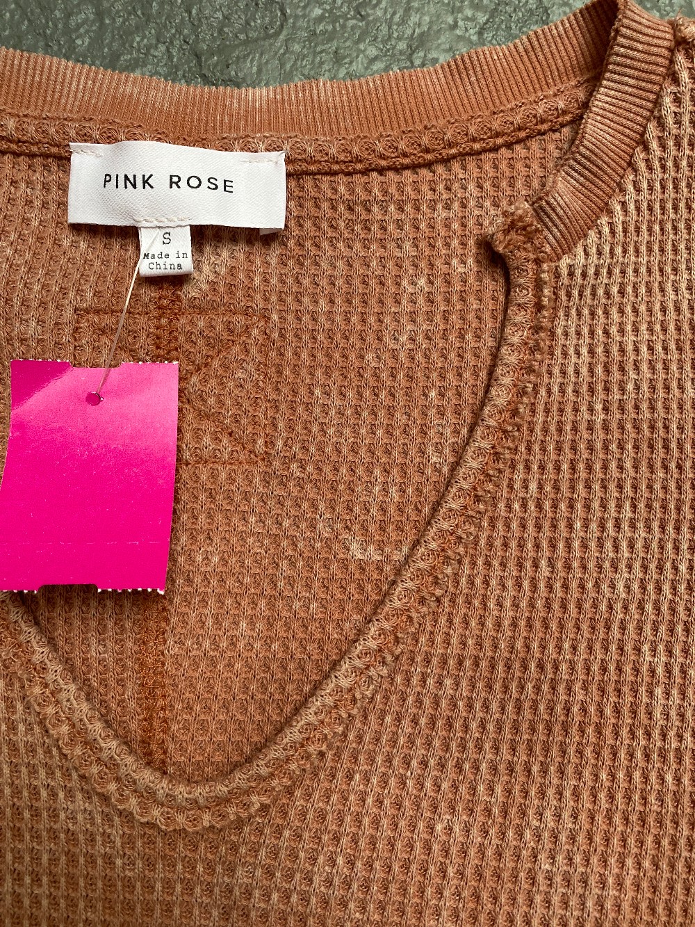 Pink Rose waffle knit Ls