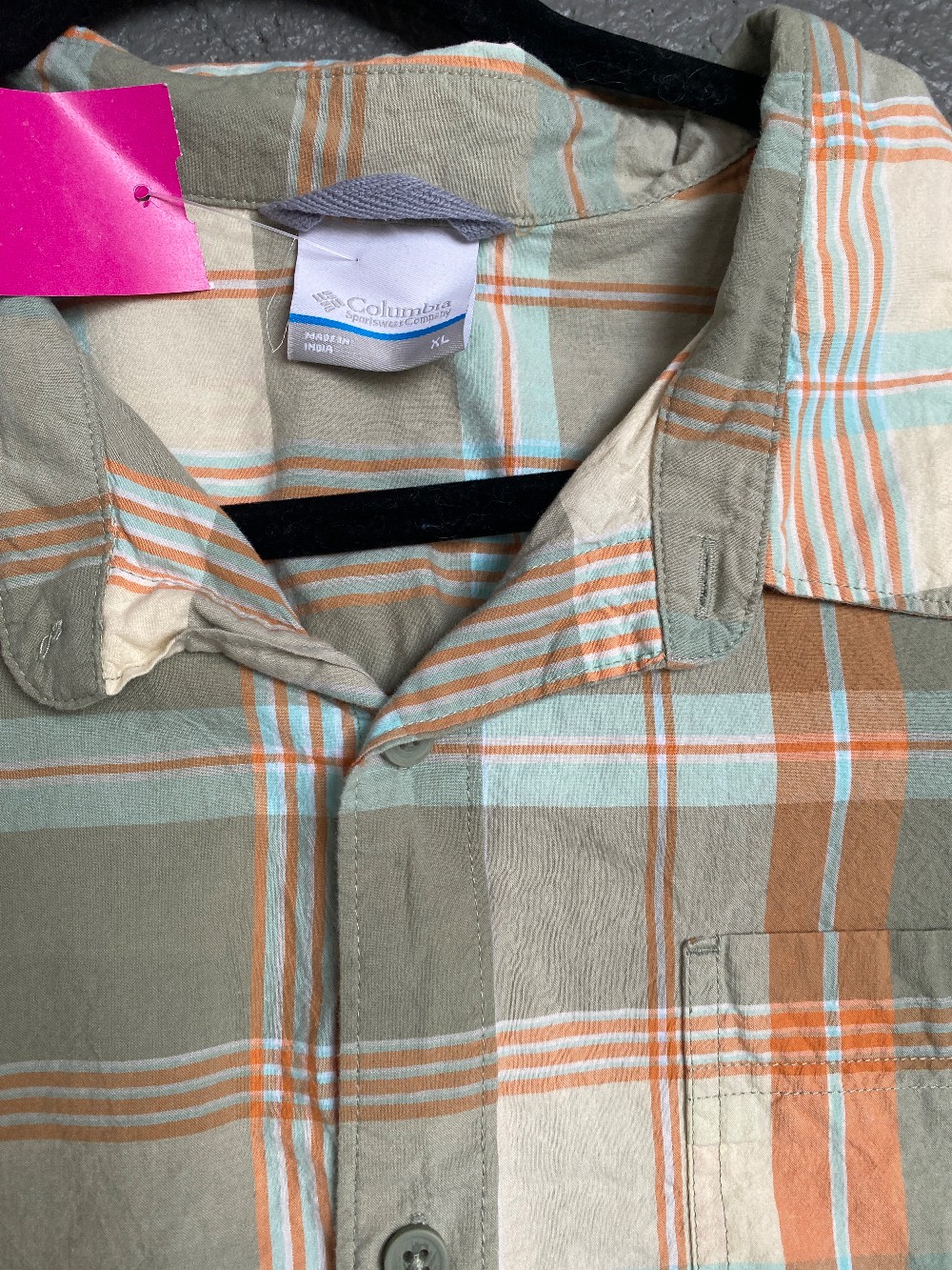 Columbia Plaid SS Button Up