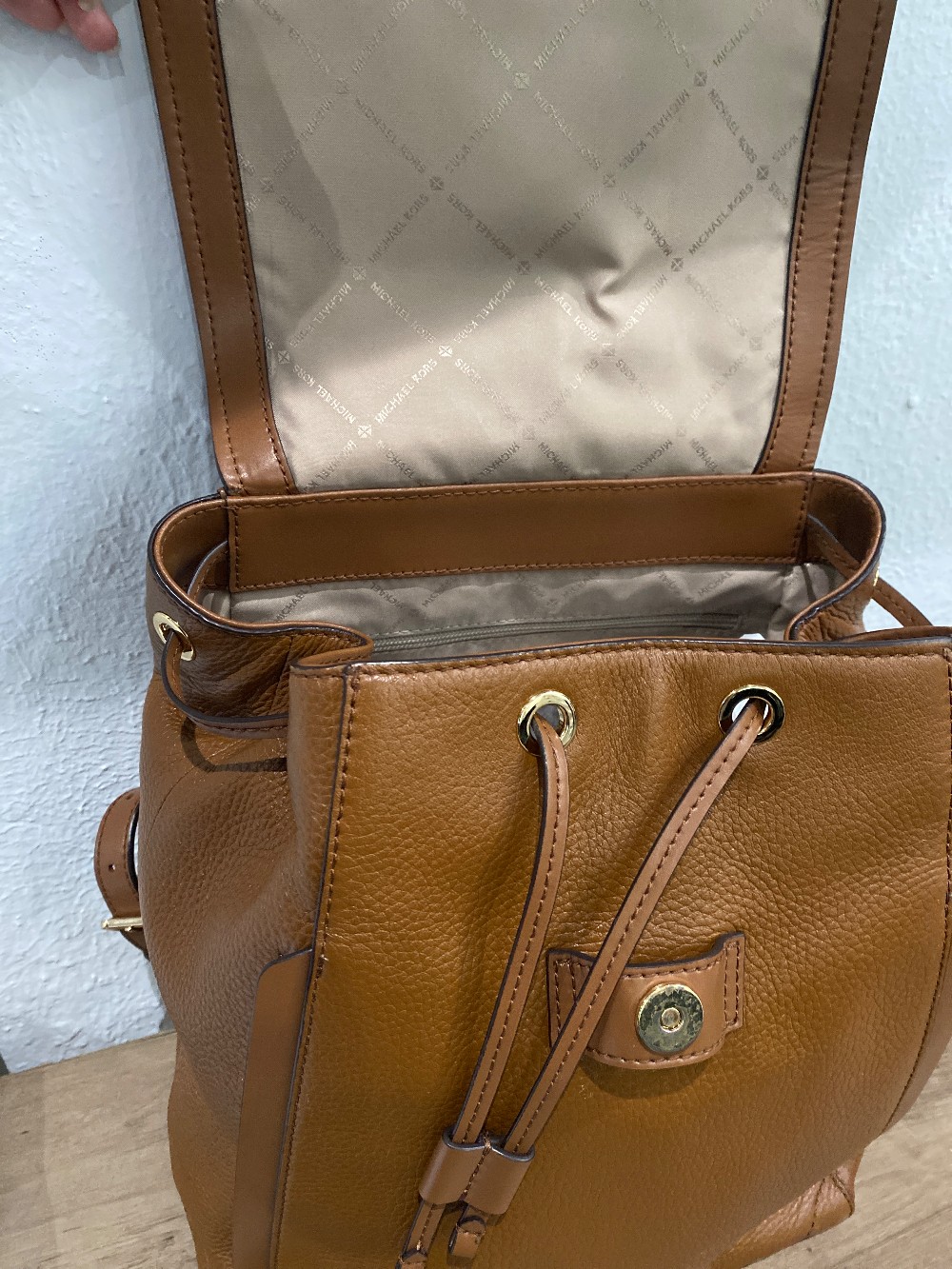 Michael Kors Cognac Leather Backpack