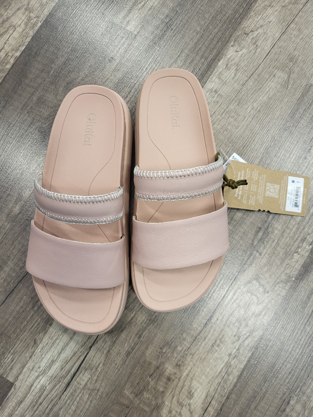 Olukai Women's Pae Leather Slide Sandals with Arch Support-NWT
