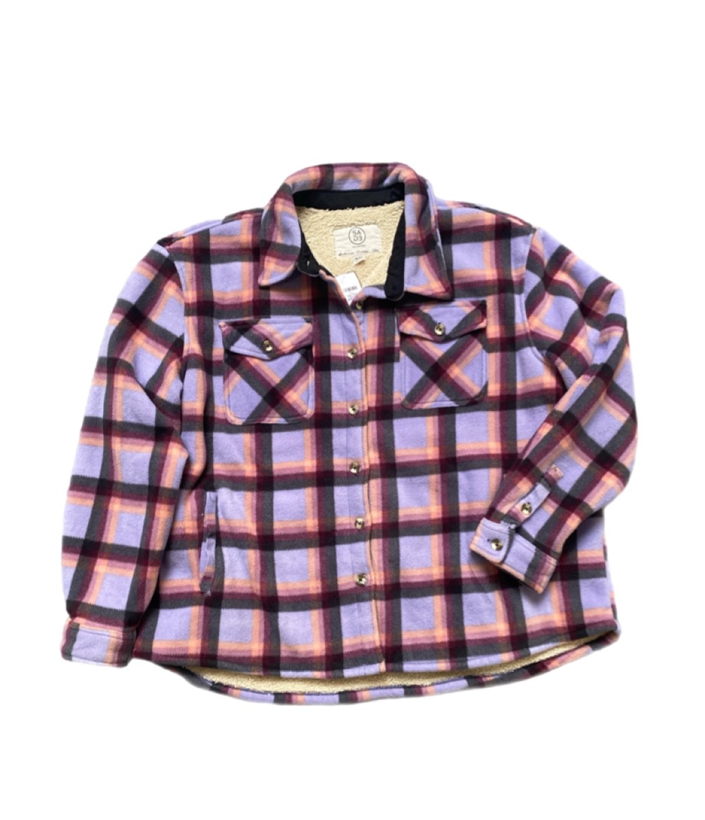 Sage fleece lined plaid jacket