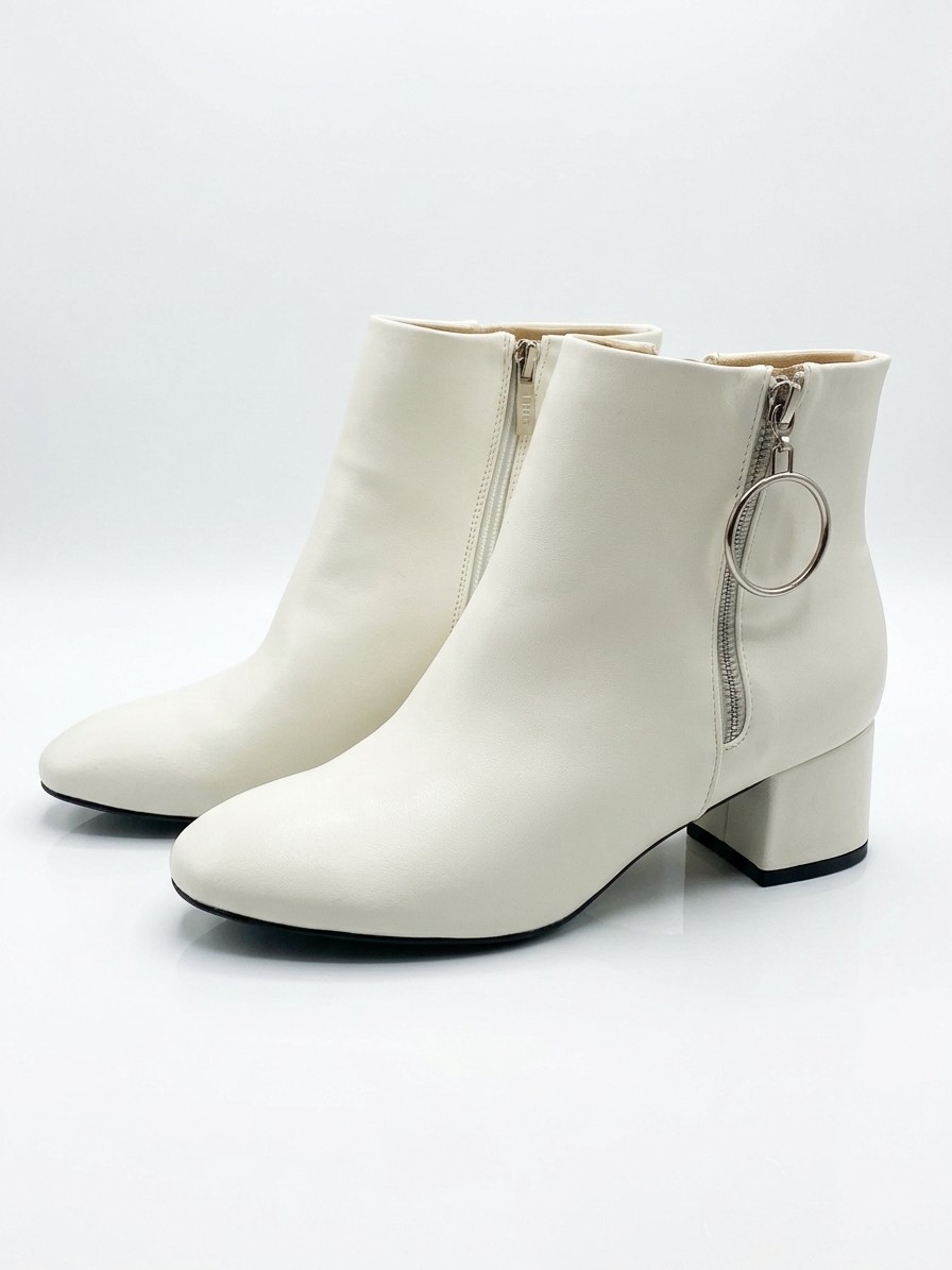 IDIFU White Ankle Boots, 8.5