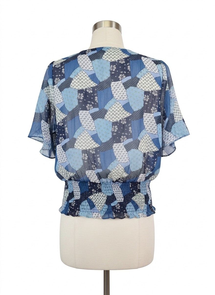 Chiffon Patchwork Print Blouse