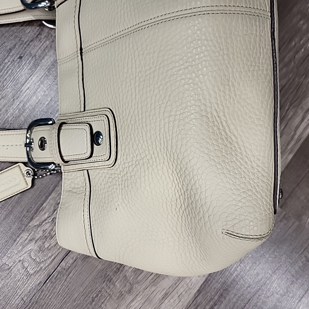 Vintage Coach Legacy Pebbled Leather Bag Beige