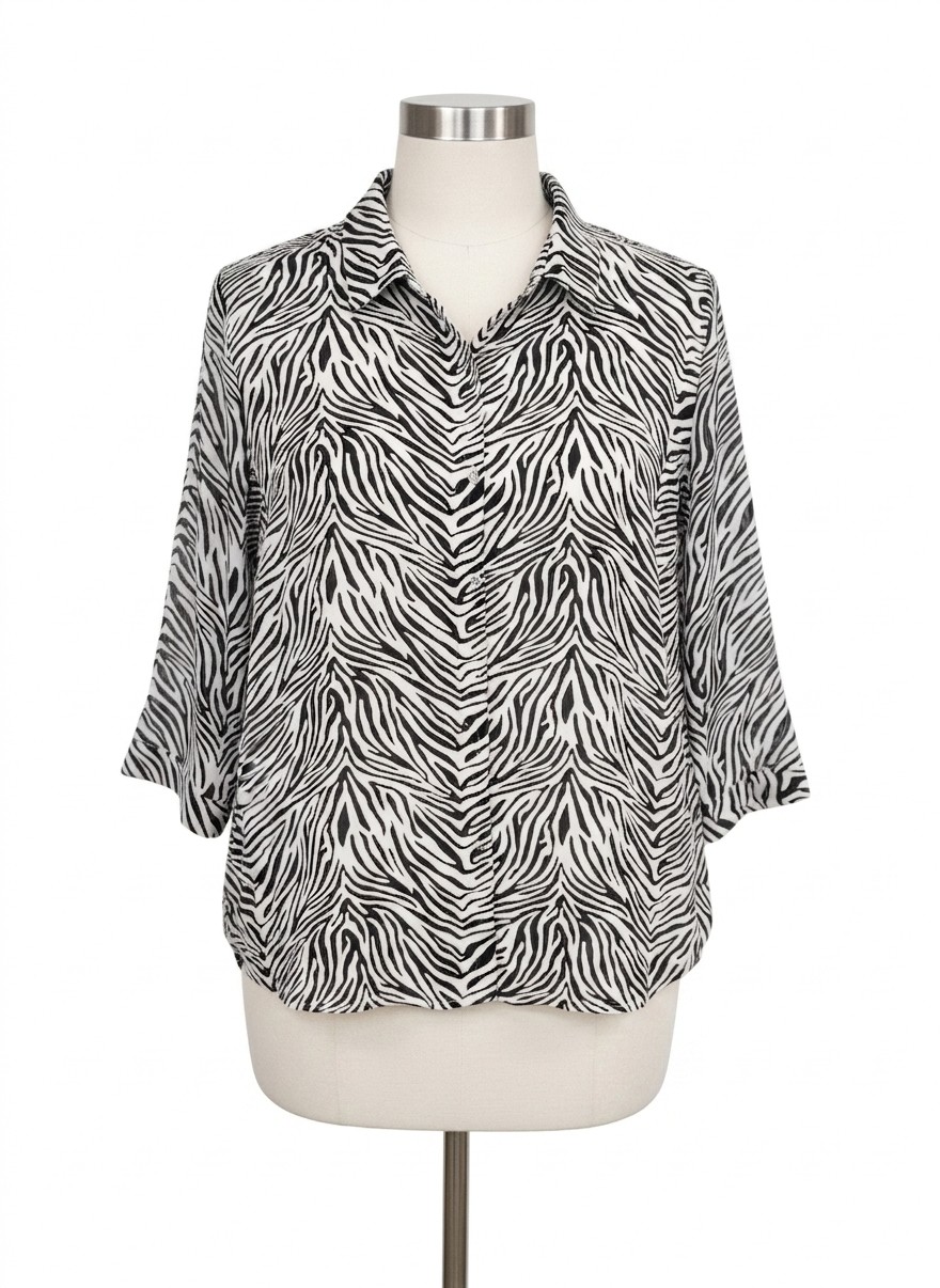 Rose & Olive LS BU Zebra Print Top, 2X