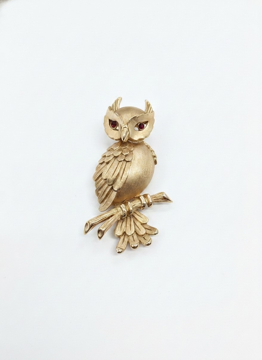 Vintage Trifari Owl Brooch