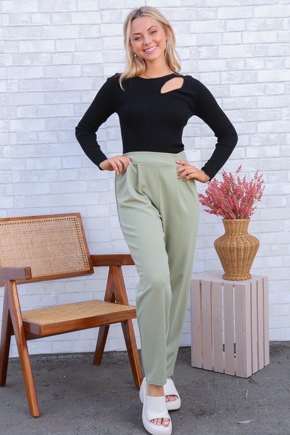 Elastic Waist Techno Crepe Pants