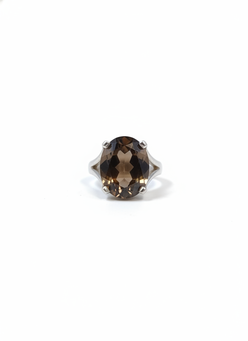 Vintage 925 Sterling Silver Smoky Quartz Ring