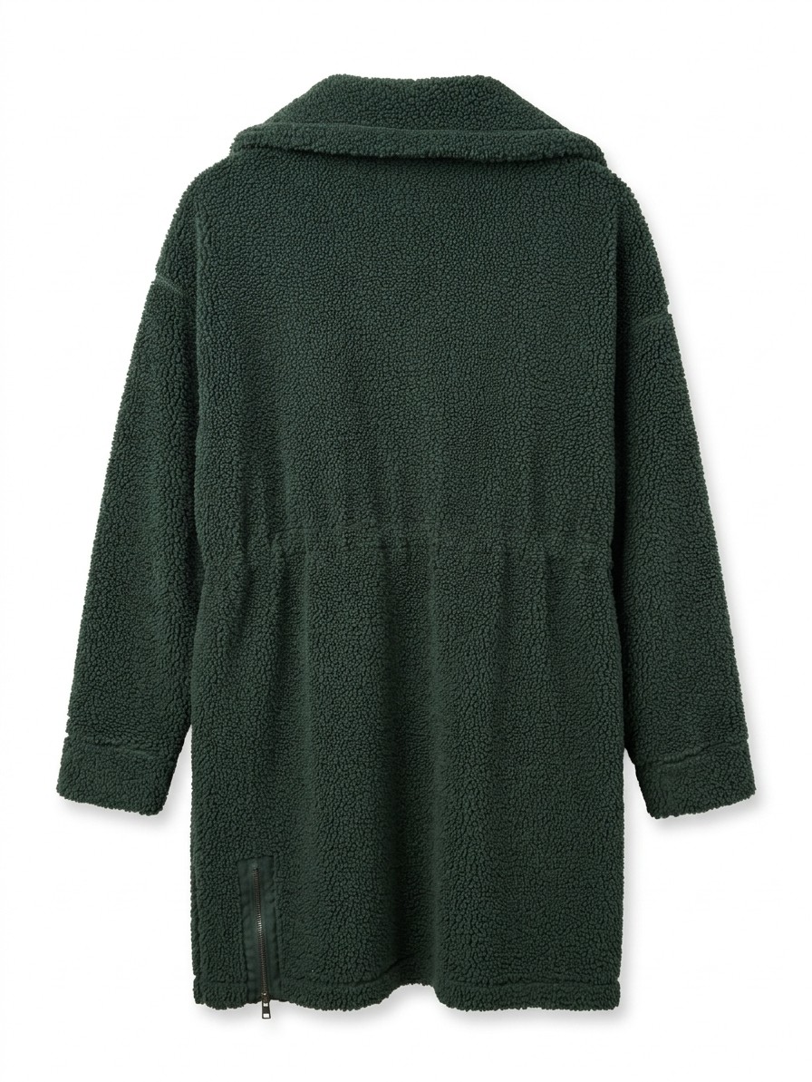 Aspen Green Long Sherpa Coat, Large