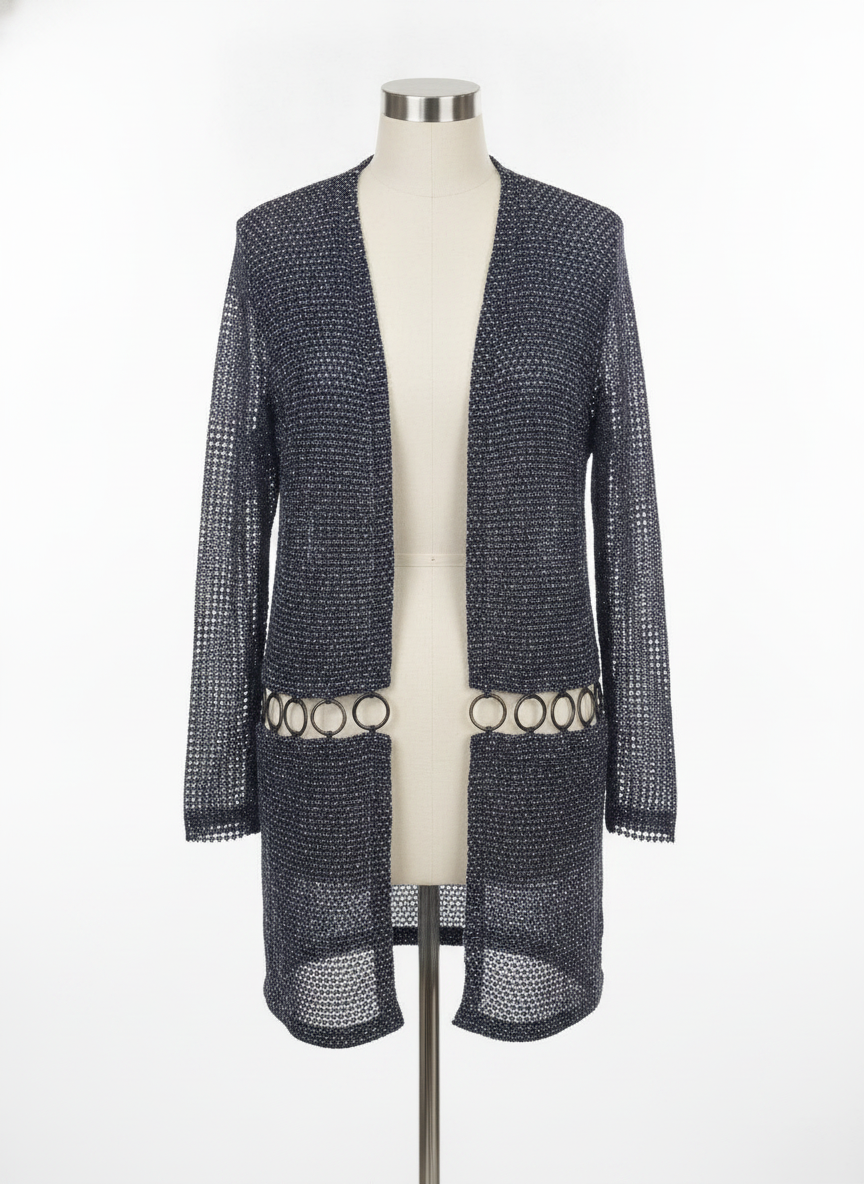 Elie Tahari  Jaya Chainmail Knit Blazer/Cardigan, Medium