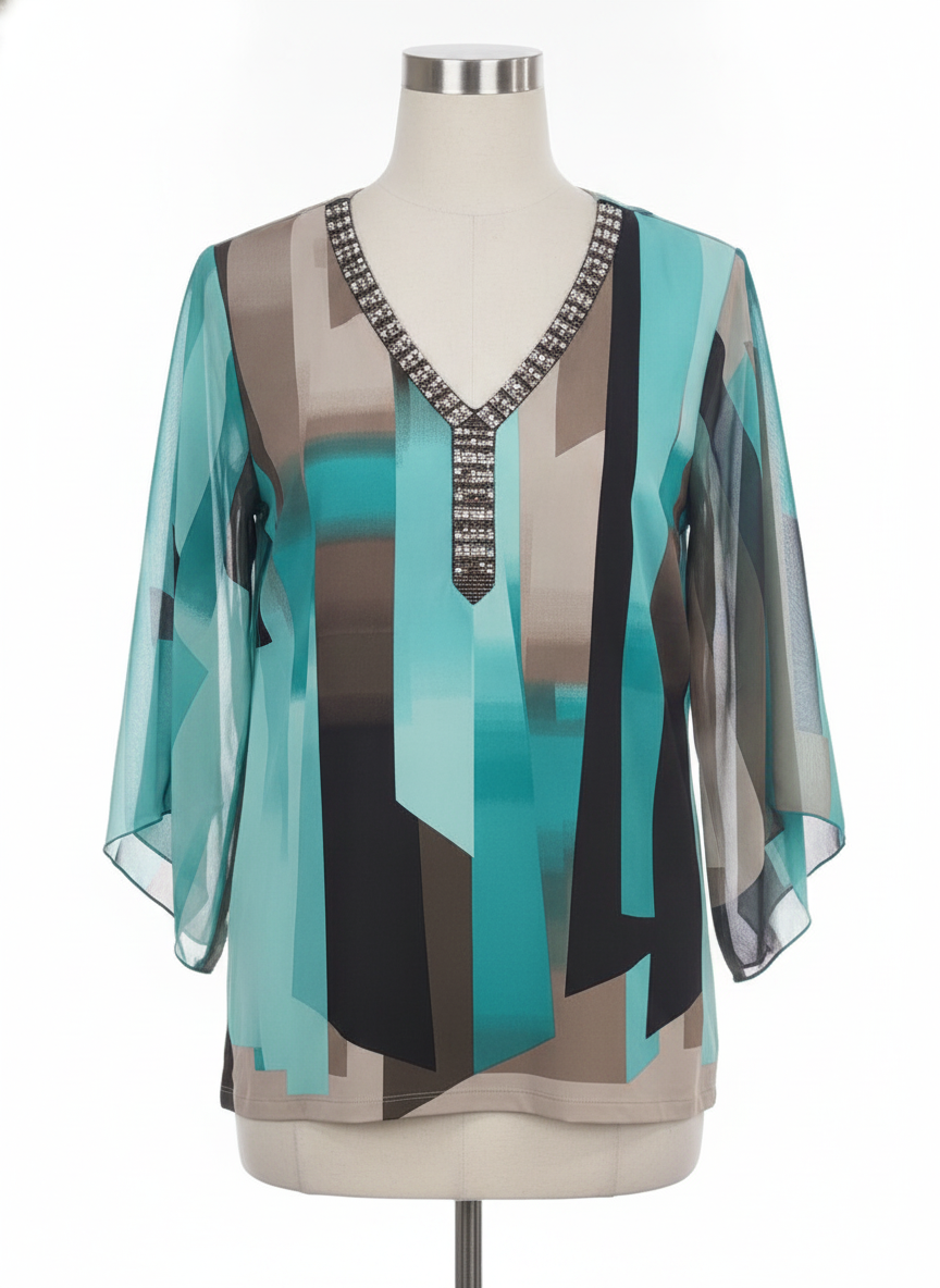 JM Collection 3/4 Slv Top, Medium