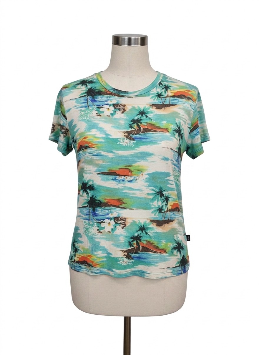 RVCA Tropical Print SS Top, Large