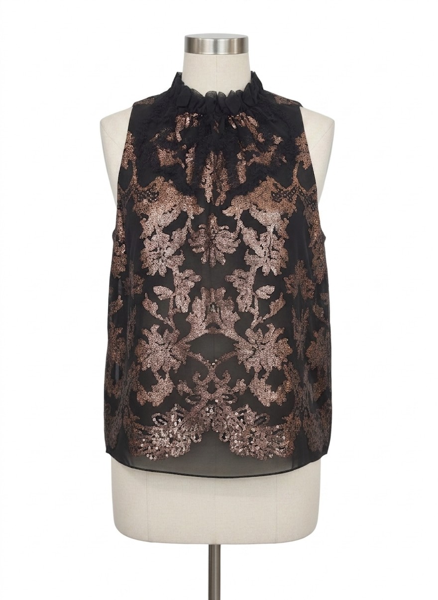 Elie Tahari Sequin Chiffon Blouse, Medium