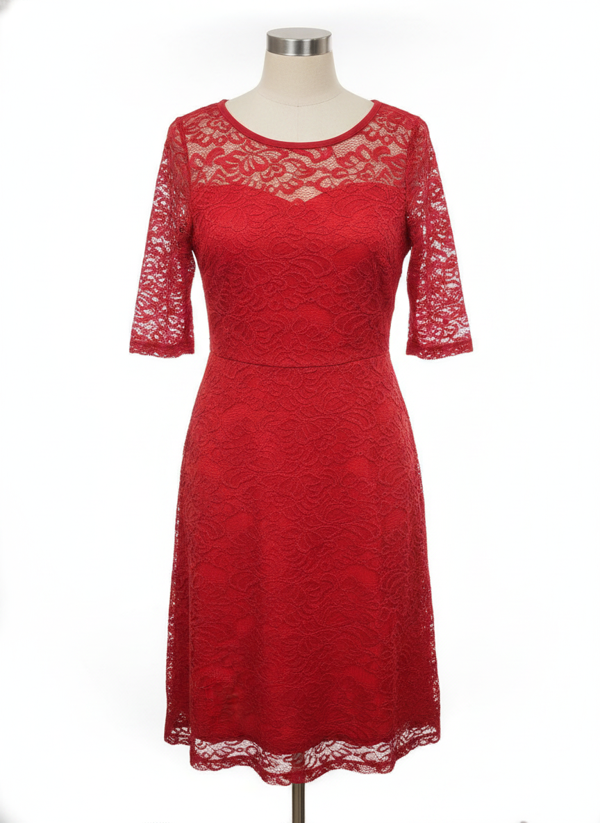 Lace 3/4 Slv Dress, Medium