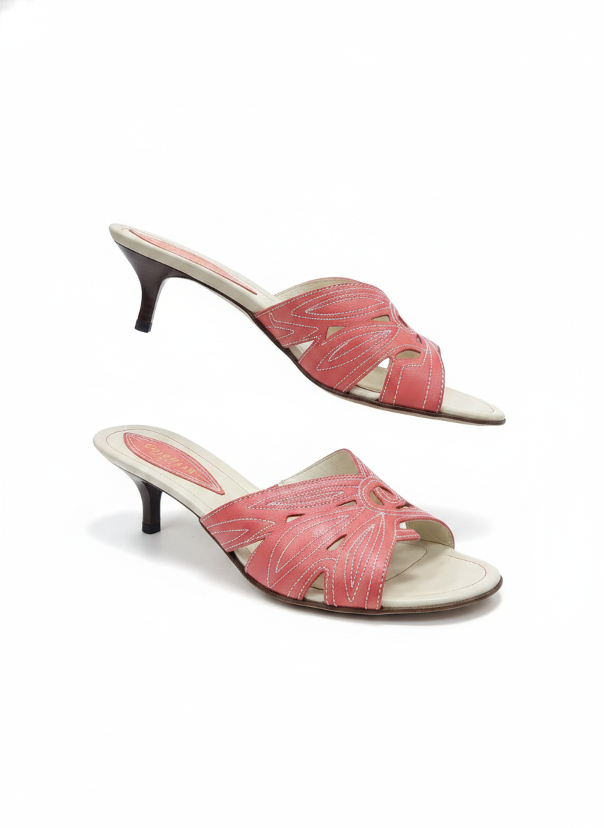 Cole Haan Resort Leather Kitten Heel Slide Sandals