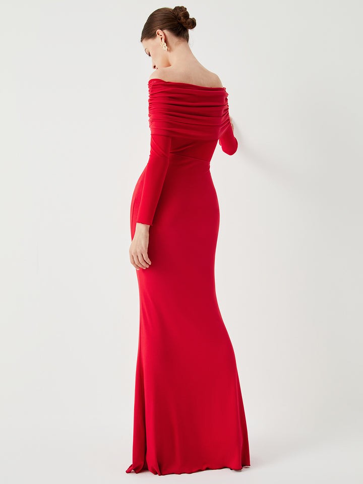 Mesh Off Shoulder Maxi Dress Medium