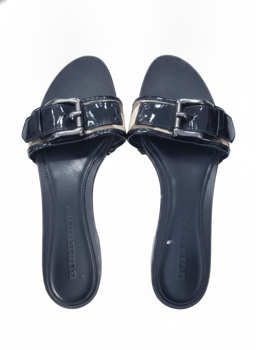 Burberry 2000's Wooden Slide Sandals, 36