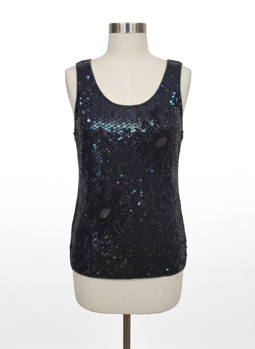 Sequin Silk Top, Small