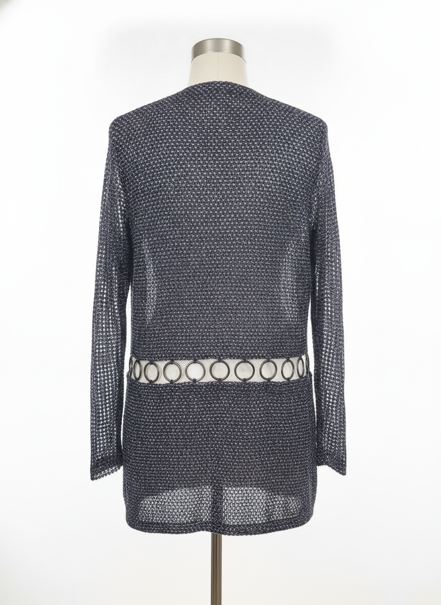Elie Tahari  Jaya Chainmail Knit Blazer/Cardigan, Medium