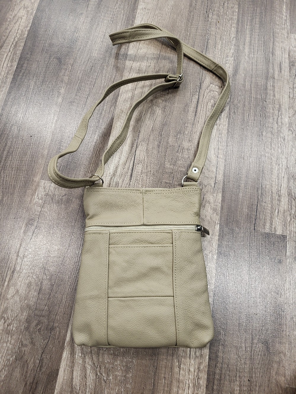 Leather Crossbody Bag, Beige