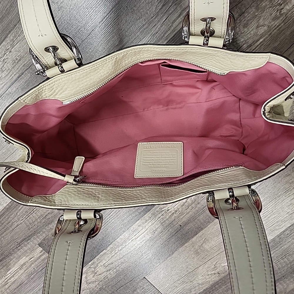 Vintage Coach Legacy Pebbled Leather Bag Beige