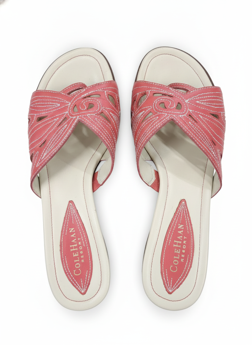 Cole Haan Resort Leather Kitten Heel Slide Sandals