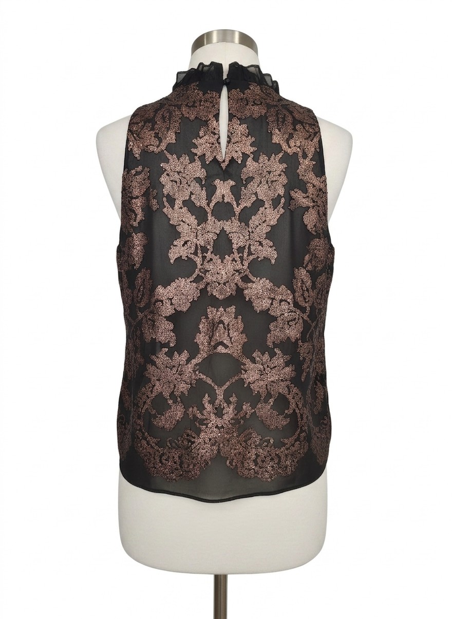 Elie Tahari Sequin Chiffon Blouse, Medium