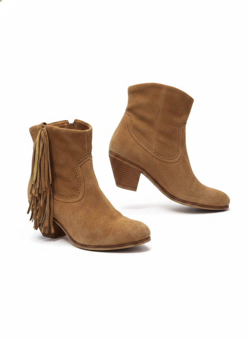 Sam Edelman Suede Fringe Ankle Boots, 9M/39