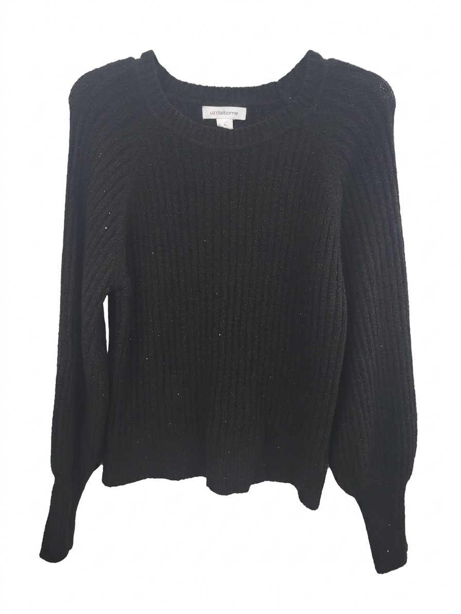 Liz Claiborne Knit Shimmery LS Top, Medium