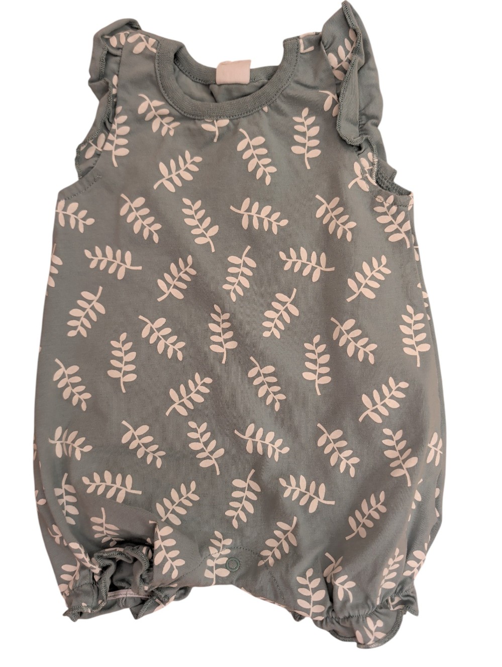Pl Baby Green + White Floral Short Romper 3M