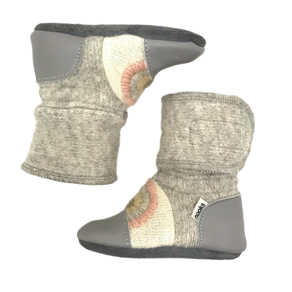 Nooks Felted Wool Booties - Rainbow Moon