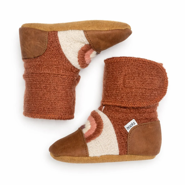 Nooks Felted Wool Booties - Rust
