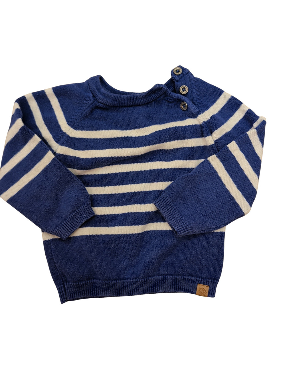 H&M Blue + White Striped Sweater 9-12M