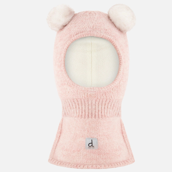 Deux Par Deux Knit Bear Balaclava-Dusty Pink