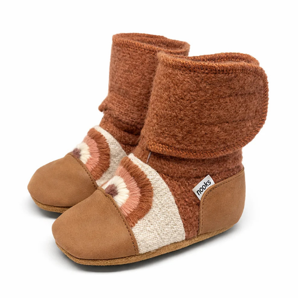 Nooks Felted Wool Booties - Rust